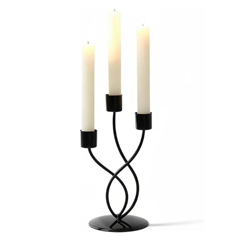 

CYCLI-Elegant Black Metal Candelabra-For Luxurious Table Centerpiece-3- Candlestick Holder