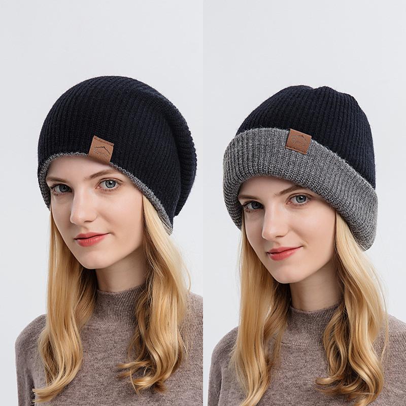 Knitted Hat Unisex With Solid Color Warm Hat Can Be Worn Both Inside And Outside