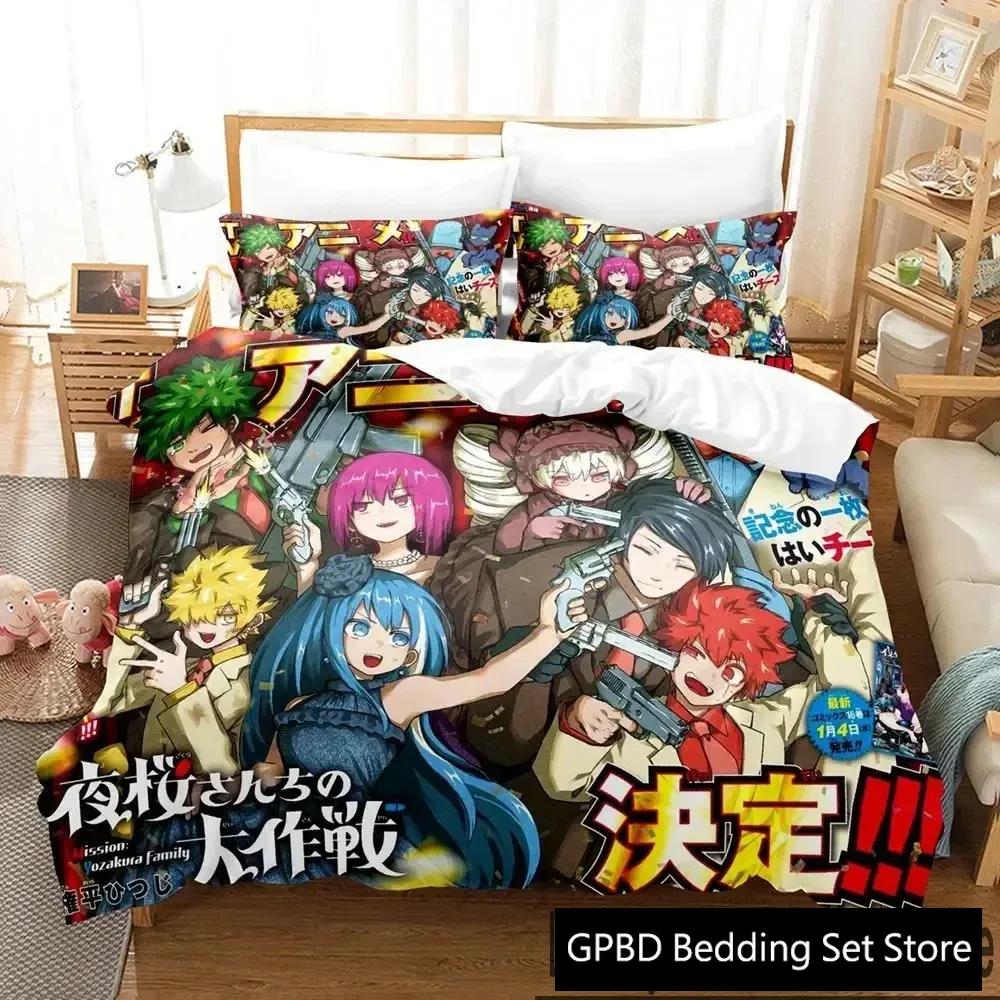 3D Druck Anime Mission Yozakura Familie Bettwäsche Set Jungen Mädchen Twin Queen King Size Bettbezug Kissenbezug Bett Jungen Erwachsene