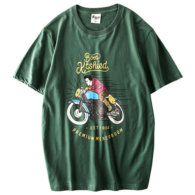 Export Tail Single Men's Cut Label Fashion Fashion Brand T-shirt Short Sleeve Hong Kong Style Export American Street Retro Half-Sleeve T-shirt