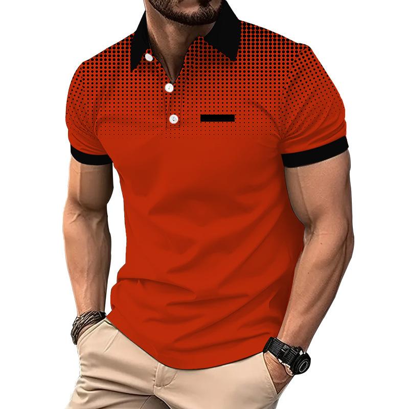 Stylish short-sleeve plaid polo shirt, versatile for casual daily wear.