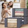 Clothes storage bag, blanket storage bag, foldable non-woven closet organizer, gray