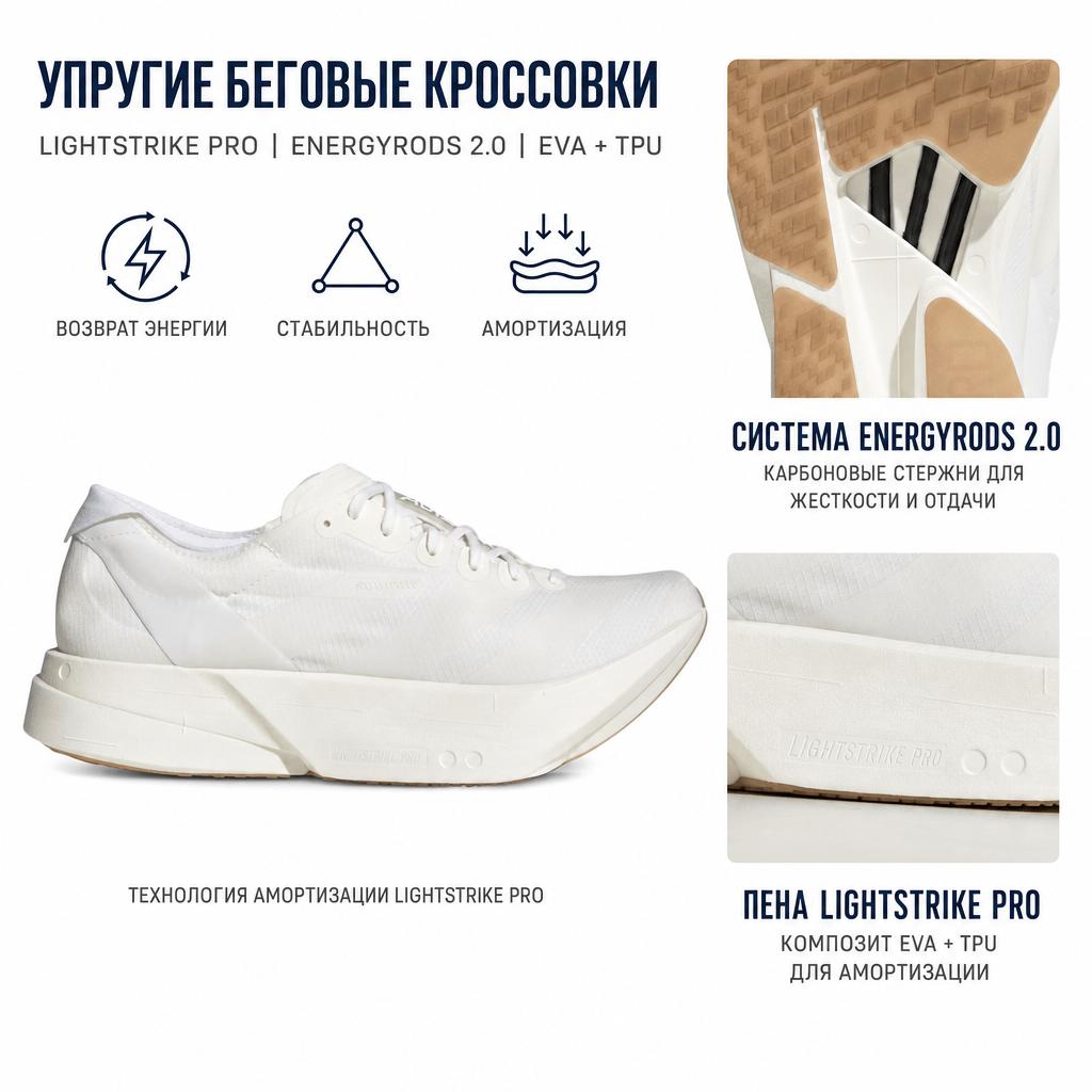 adidas Adizero Adios Pro 4 Sneakers da Uomo Non Tinte Bianco Cartone Non Tinto JQ9702