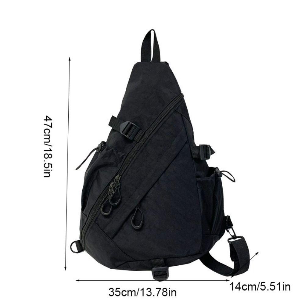 Large Capacity Oxford Cloth Shoulder Bag Solid Color Sports Crossbody Bag Men's Chest Bag  Travel