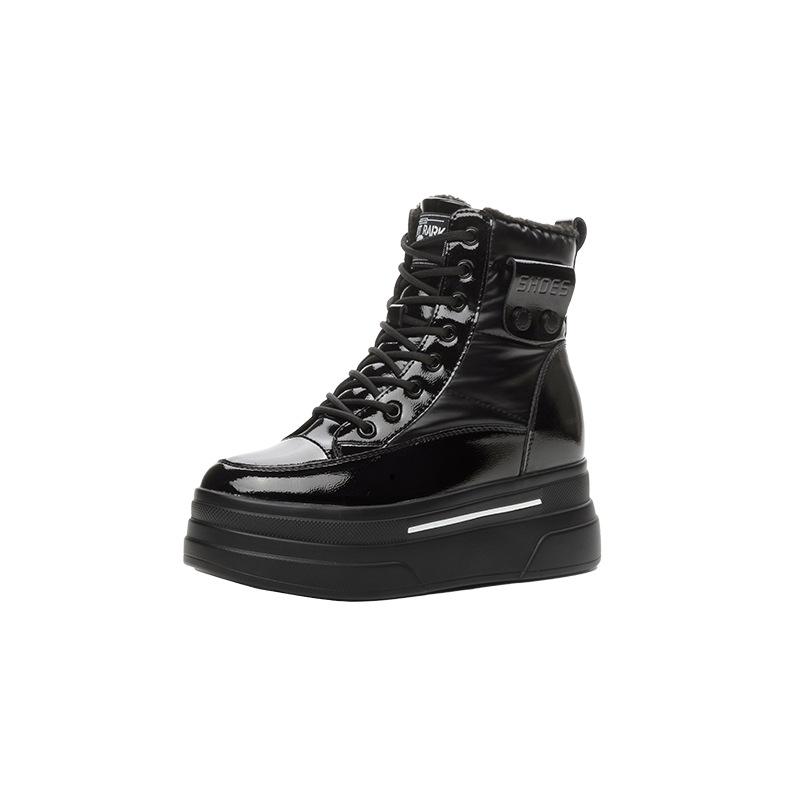 New Women's Shoes with Thick Soles and Warm Short Boots In Winter, Leather Casual Muffin Soles, and Snow Boots with Cotton.