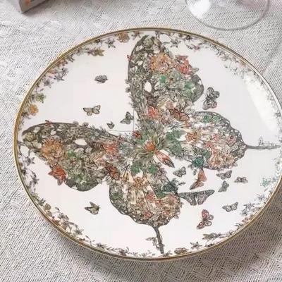 Keramisches Schmetterling-Blumen-Geschirr für Hotel und Zuhause, Westlicher Stil, Bone China Speiseteller, Kaffeetasse, Hohe Qualität