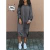 Autumn and Winter Fashion New Women's Sweater Robe Large Hooded Elegant Pocket Split Warm Hoodie Long Dress
