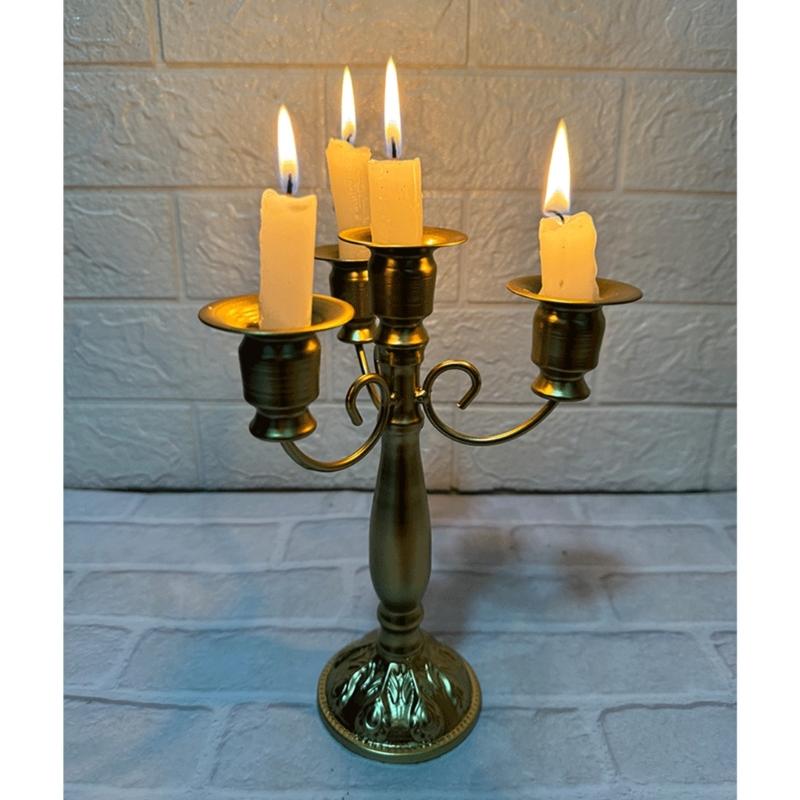 Barocke Eisenleuchter Mittelstücke 4-armiger Kandelaber Kerzenhalter Vintage Metall Kerzenständer Esstisch Dekorationen