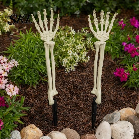 Halloween Home Decoration Decoration, Plastic Skeleton Hand Yard Stake, Realistic Bone Prop for Outdoor Festive Decor Garden Decor, Spooky Party