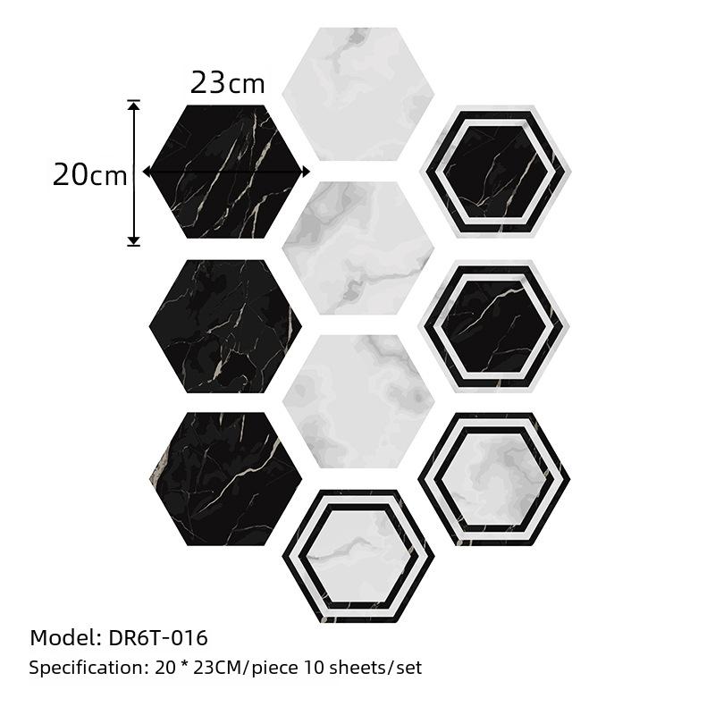 50Pcs Grey and White Marble Wood Bohemian Peel and Stick Self-Adhesive Hexagon Tile Stickers for Home Cabinet Kitchen Living Room Wall