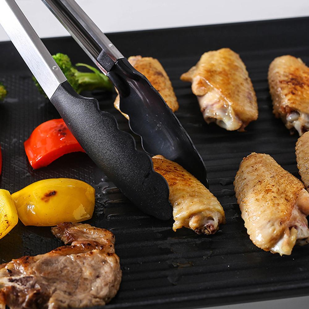 9'' Black Steel Silicone Food Clip With Silicone Rubber Grips