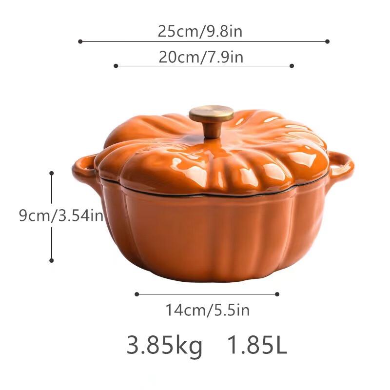 Zhishi 20cm Pumpkin-Shaped Enamel Pot