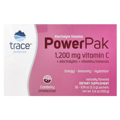 Trace, Electrolyte Stamina, Power Pak, Cranberry, 1.200 mg, 30 Packungen, 5,3 g (0,19 Unzen) jeder