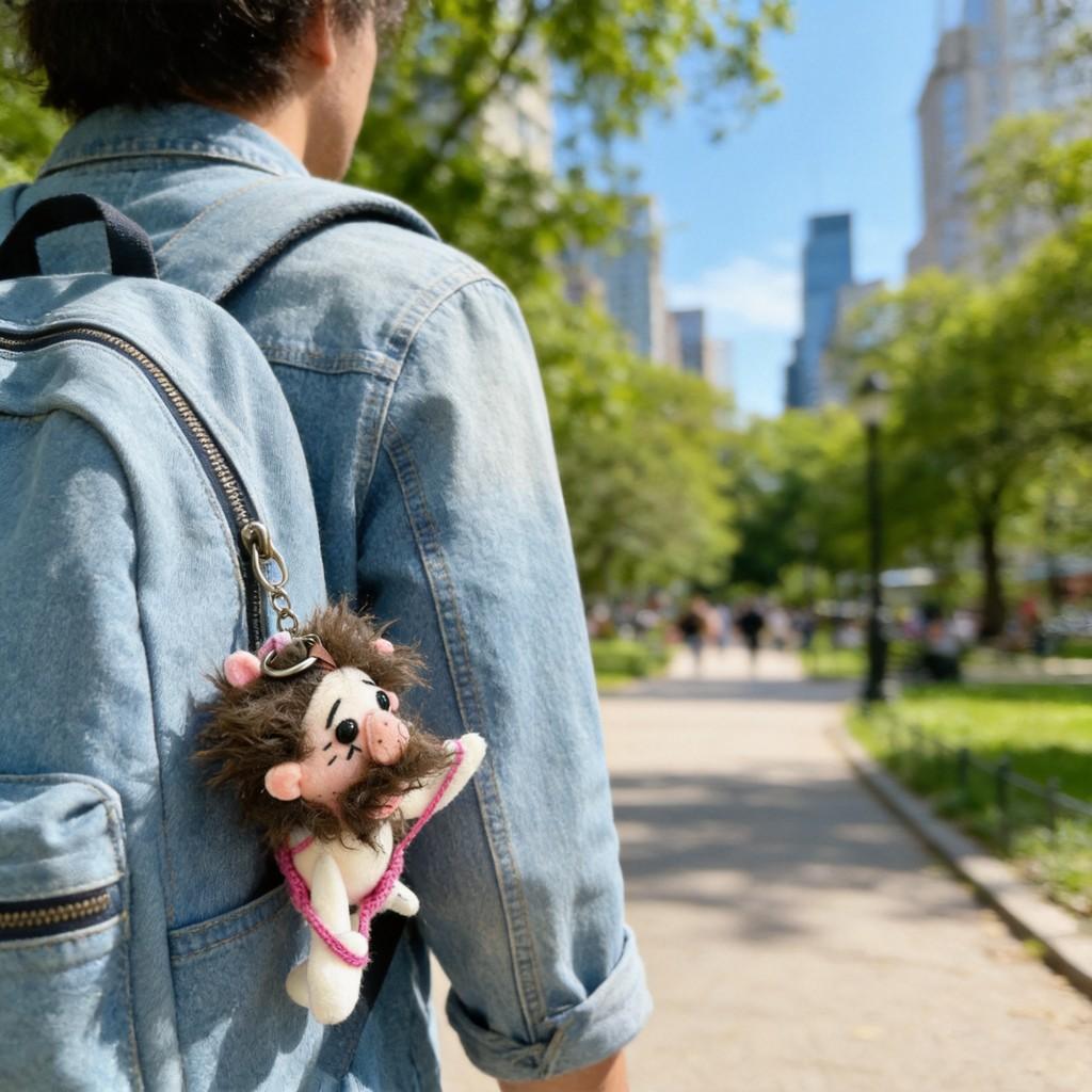Plush Toy Keychain With Pink Beard Uncle For Kids And Teens