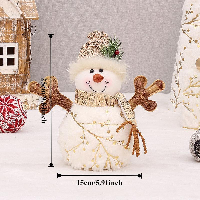 Plush Snowman Decoration Set - Snowman with Pointy/Double Hat - Christmas Decorations, Soft and Festive Table Decorations
