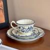 French Blue And White 8-Inch Plate Plate Rice Bowl Coffee Cup Plate Tableware Set Household Gift Tableware Light Luxury Retro