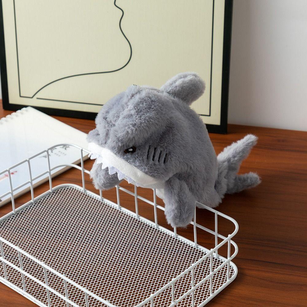 Big Shark Cartoon Pencil Bag Open Mouth Fluffy Pencil Bag Plush Pencil Bag  Stationery