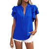 Women's V-Neck Casual Double-Layer Ruffle Sleeve Color Shirt Top