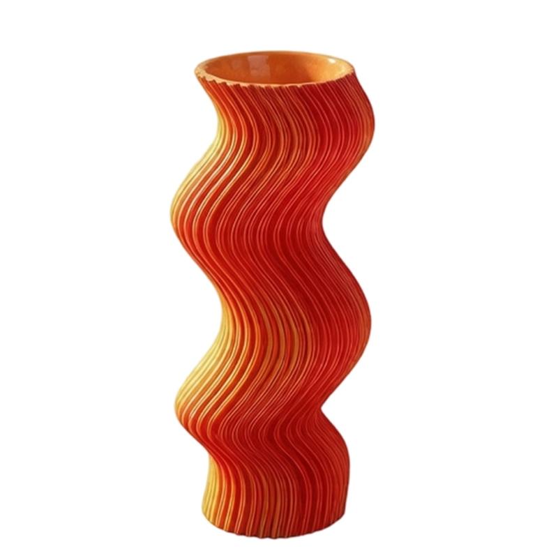 3D Printed Vases for Floral Display, Sculptural Wavy Striped Plastic Decors Decorative Flower Holder for Desk, Shelf, Entryway Styling