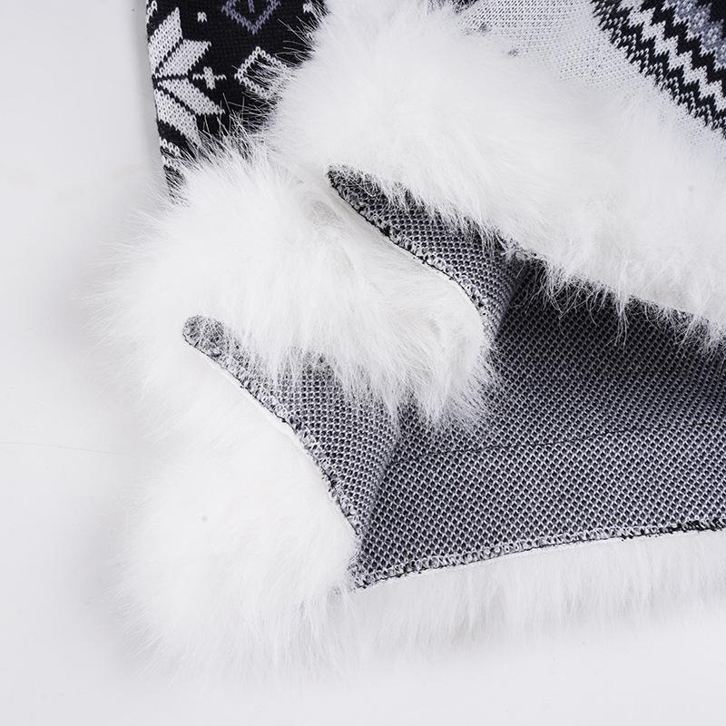 Fair Isle Snowflake Pattern Low-Waist Color Block Mini Skirt