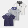 Boys Short Sleeve Shirt with Plaid Collar Summer Thin Fashion Tops for Toddler Kids Baby High End T Shirt