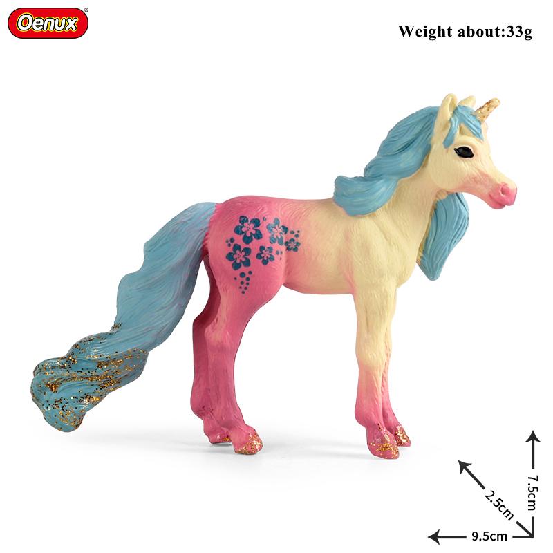 Oenux Original Genuine Fairy Tale Fly Horse Simulation Animal Mythical Elves Elf Pegasus Action Figures Model PVC Cute Kids Toy