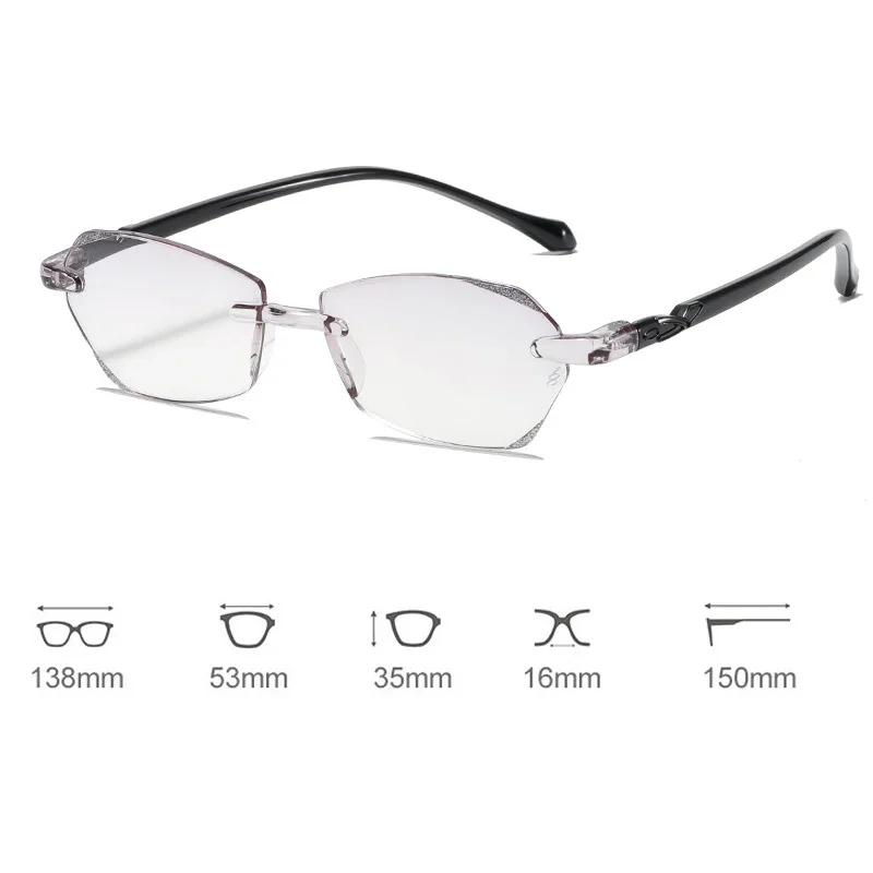 Women Diamond High Definition Reading Glasses Luxury Rimless Eyeglasses Presbyopia Men Far-sighted Hyperopia Eyewear +1.0+3.5