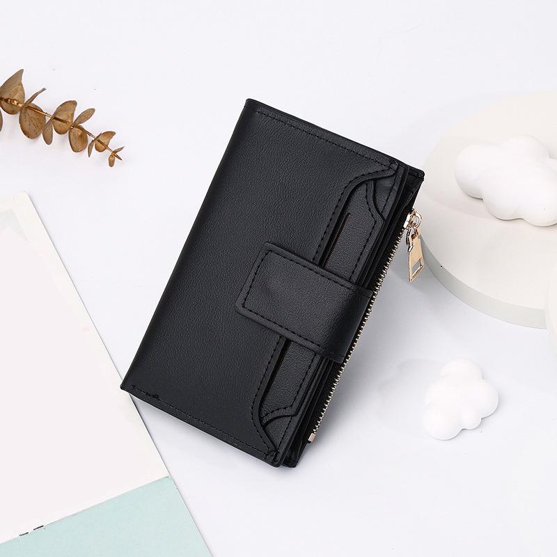 Short Multi-Functional Wallet Large Capacity Folding Zipper Bag Multi-Card Slot Leather Wallet/Coin Purse