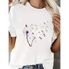 Plus Size Women Round Neck Elegant Top Dandelion Butterfly Dragonfly Print Fashion T Shirt