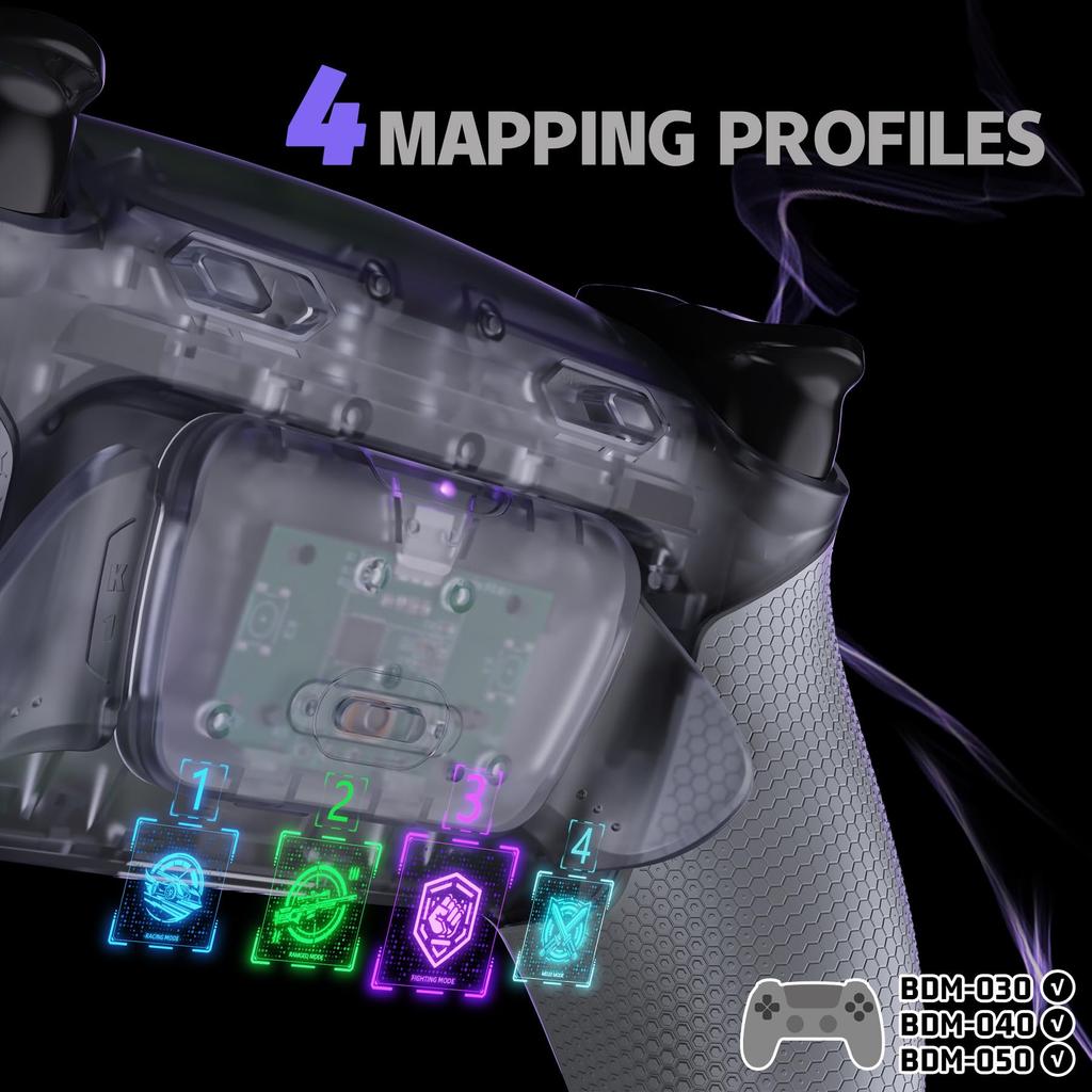 eXtremeRate RISE Plus MAX Back Paddle Kit for PS5 Controllers 040 with Bottom Clicky Trigger Stops Rubber Remappable Back Button Kit for PS5