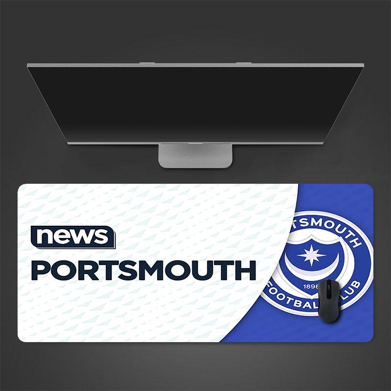 Portsmouth FC Art Mouse Pad, Large Gaming Desk Mat, Non-slip XXL Mousepad for Laptop & Tablet, Mini PC Playmat with Stitched Edges