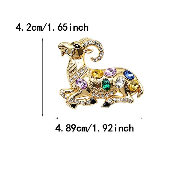 Year of The Sheep Goat Rhinestone Brooch Unisex Shiny Fashion Pin Beautiful Jewelry for Women Clothing Accessories