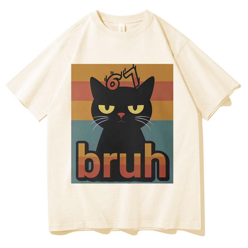 Funny Cat Six Seven Graphic Tee Unisex Summer Gothic Short Sleeved Aesthetic Y2k Clothes Casual Cozy Tshirt Streetwear Teenagers