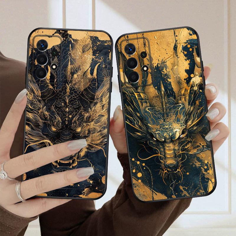 Golden Dragon For Samsung A03 Core A 04 05 06 12 14 15 16 22 23 Galaxy A25 26 4G 34 35 52 53 56 71 73 90 5G soft phone case
