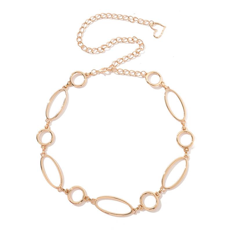 New hollow engraving oval hanging plated metal waist chain women's fashion simple suit dress waist accessories women