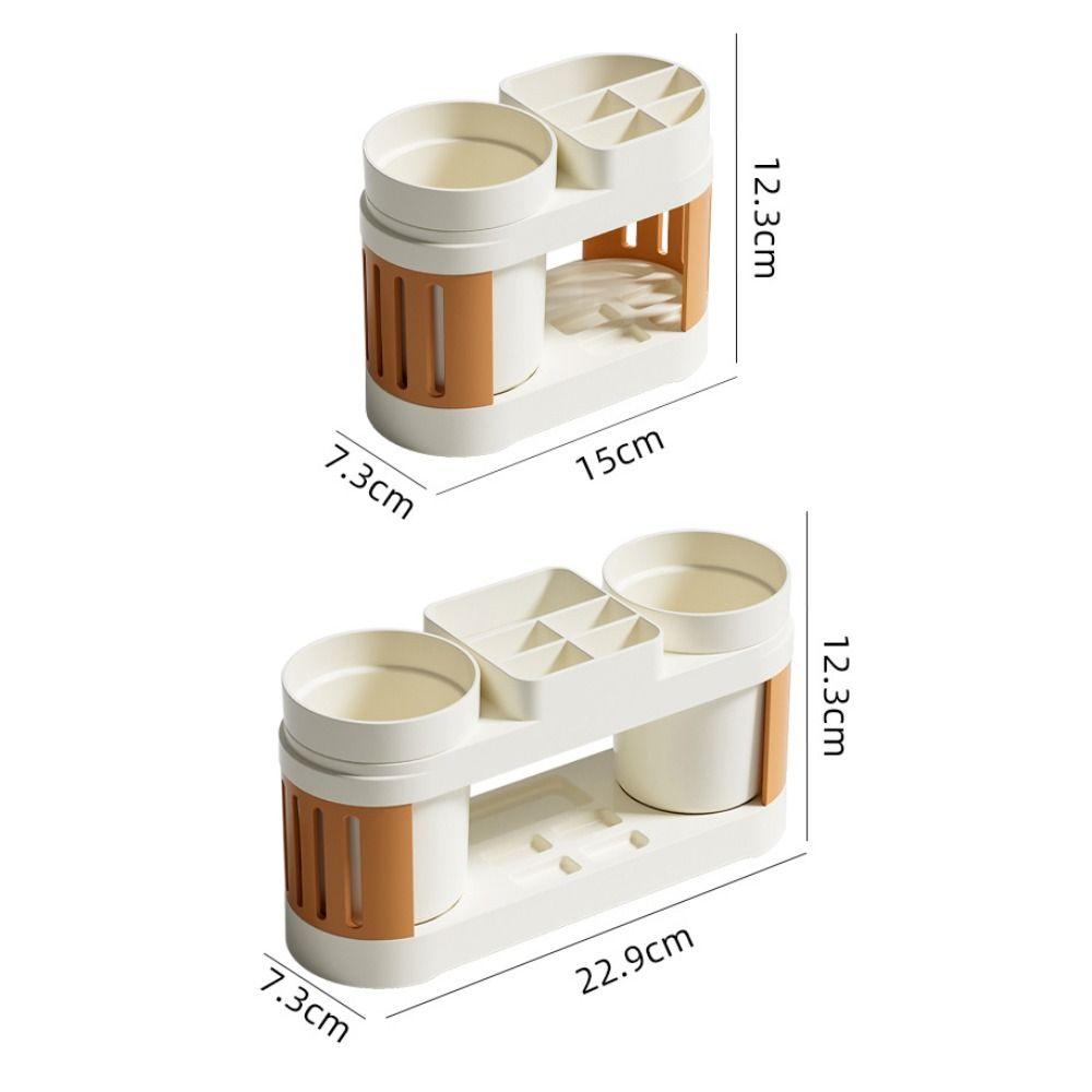 All-in-one Toothpaste Organizer Grid Design Mouthwash Cup Set  Bathroom Accessories