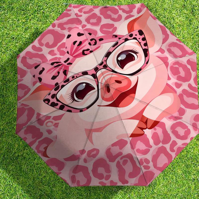 1pc Pink Pig Pattern Pattern Umbrella Design Automatic Opening and Closing Umbrella, High-quality Travel Umbrella,  C1128172