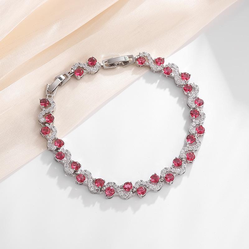 European & American Cross Inlaid Color Gem Bracelet - Luxurious Zirconia Crystal Jewelry for Women
