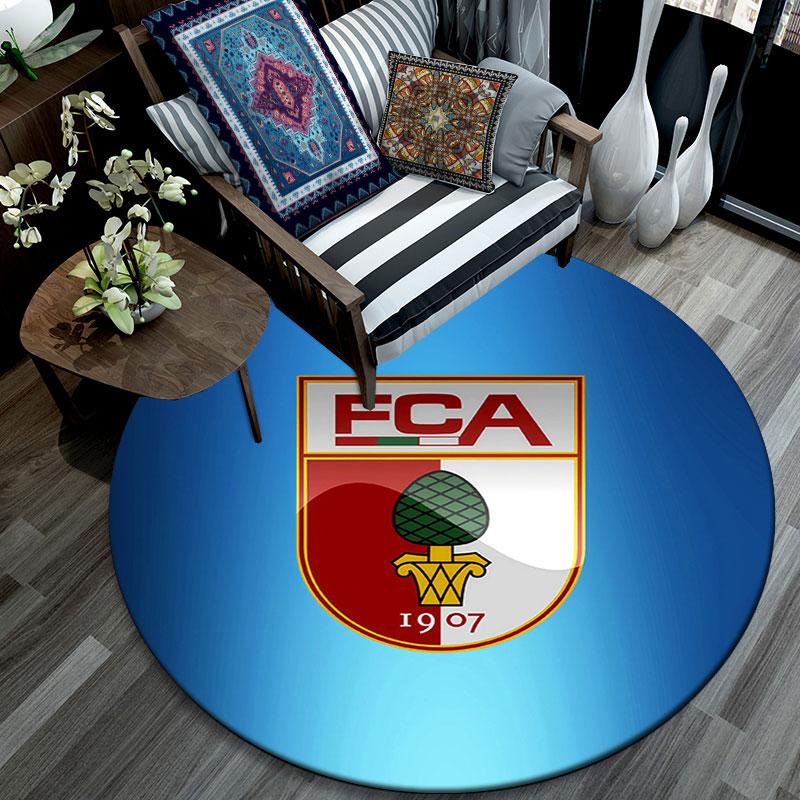 FC Augsburg,Runder Teppich,Teppich für Wohnzimmer Schlafzimmer Sofa Spielzimmer Dekor,Rutschfeste Fußmatte