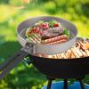 Lixada 1100ml Titanium Fry Pan Ultralight Grill Frying Pan with Folding Handle for Outdoor Cooking Camping Hiking