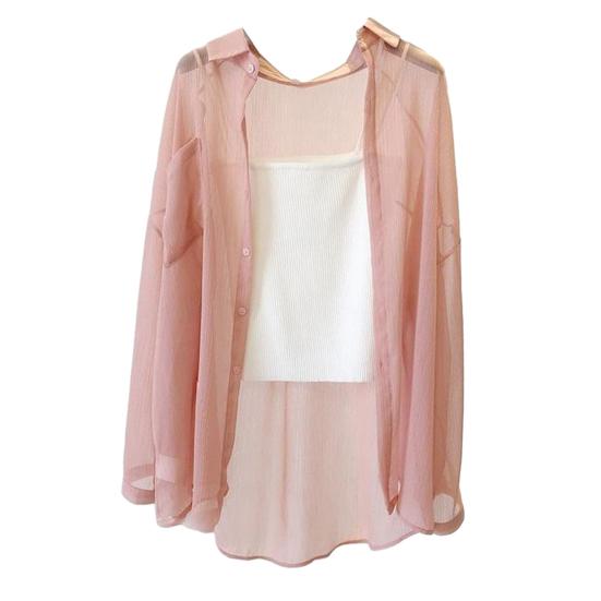 Top de playa para mujer, fino Anti-UV, manga larga, Color sólido, suelto, suave, informal, solapa, camisa AC para primavera y verano, abrigo de protección solar