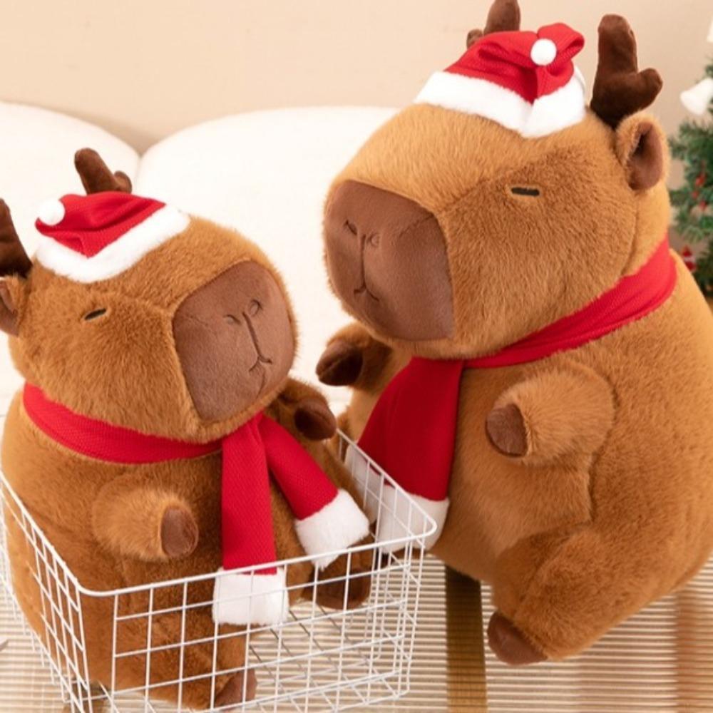 Simulation Capybara Plush Toy Cartoon Capibara Fluffty Doll Christmas Capybara Plush  Birthday Gift