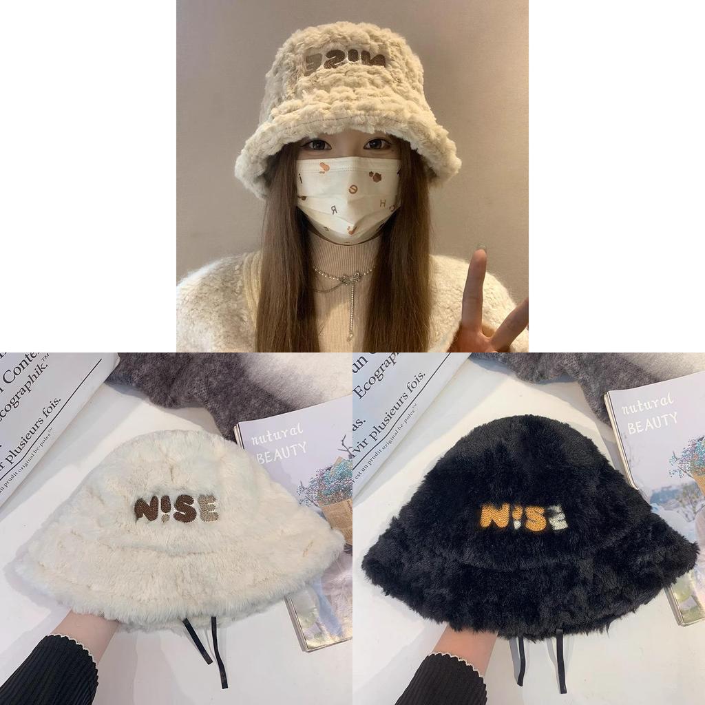 Fall Winter Ladies Bucket Hat With Thick Wool Plush For Warmth And Windproof Comfort