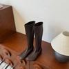 Boots Women's New Flatbottomed Velvet Leather Boots Small Man But Knee Long Tube Flat Heel Single Thin Elastic Boots
