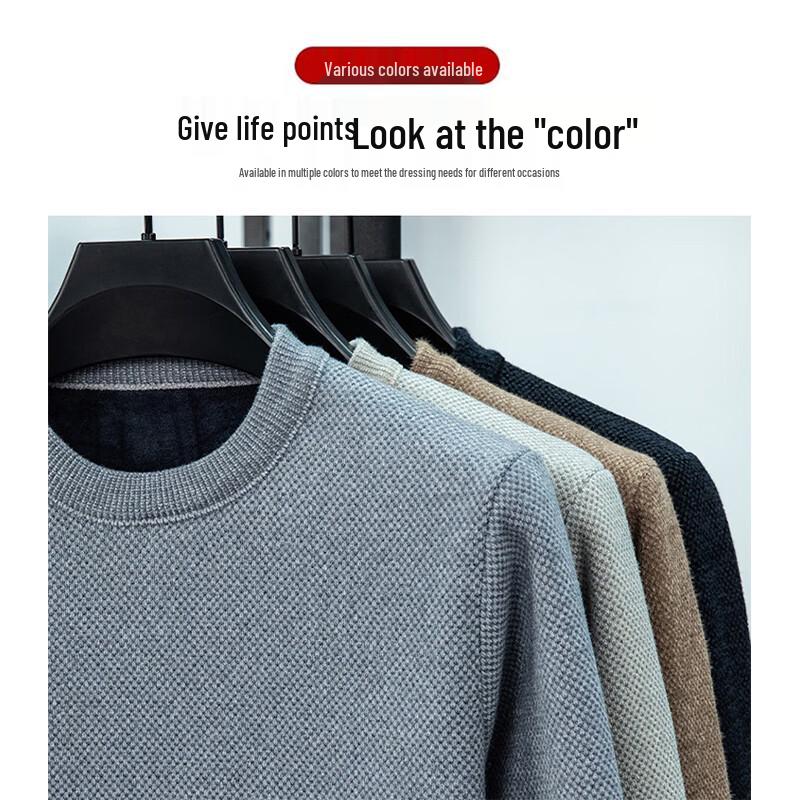 Romon Men's WLX222 Winter Fleece-Lined Thick Knit Sweater