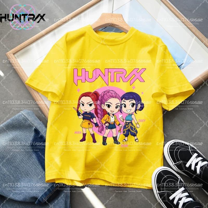 

Hot Movie Soft Cotton Huntrix Kpop Demon Hunters T-Shirt Boys Girls Fans Gift Summer Crew Neck Short Sleeve Tees Fashion Kids 150