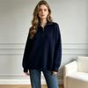 Solid color half-zipper lapel sweater women's soft waxy autumn and winter new loose and lazy outer wear pullover knitted top