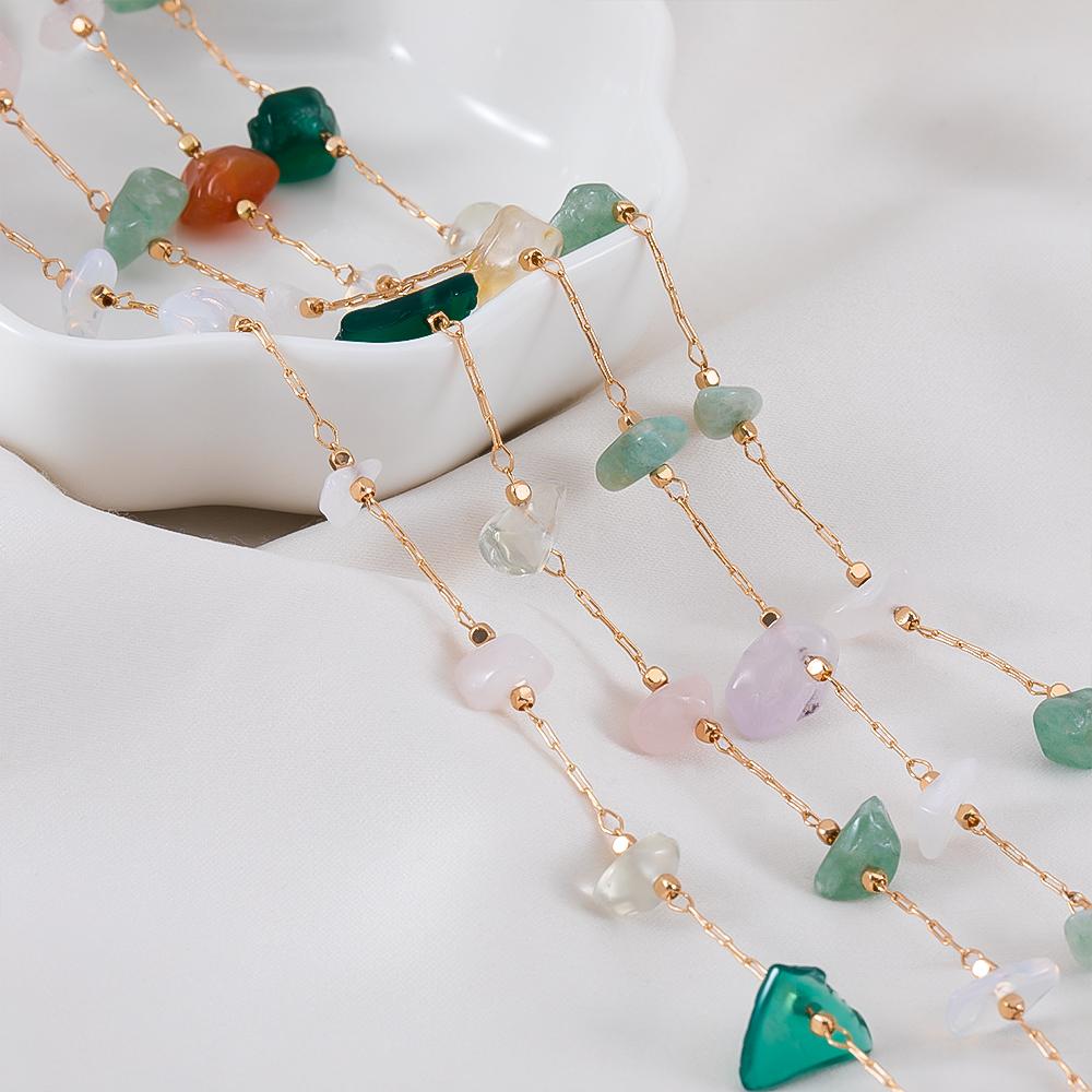 2Meters 1Meter Black Irregular Gravel Stone Necklace Chain Imitatied Pearl Copper Chains DIY Boho Necklace Jewelry Making Supply