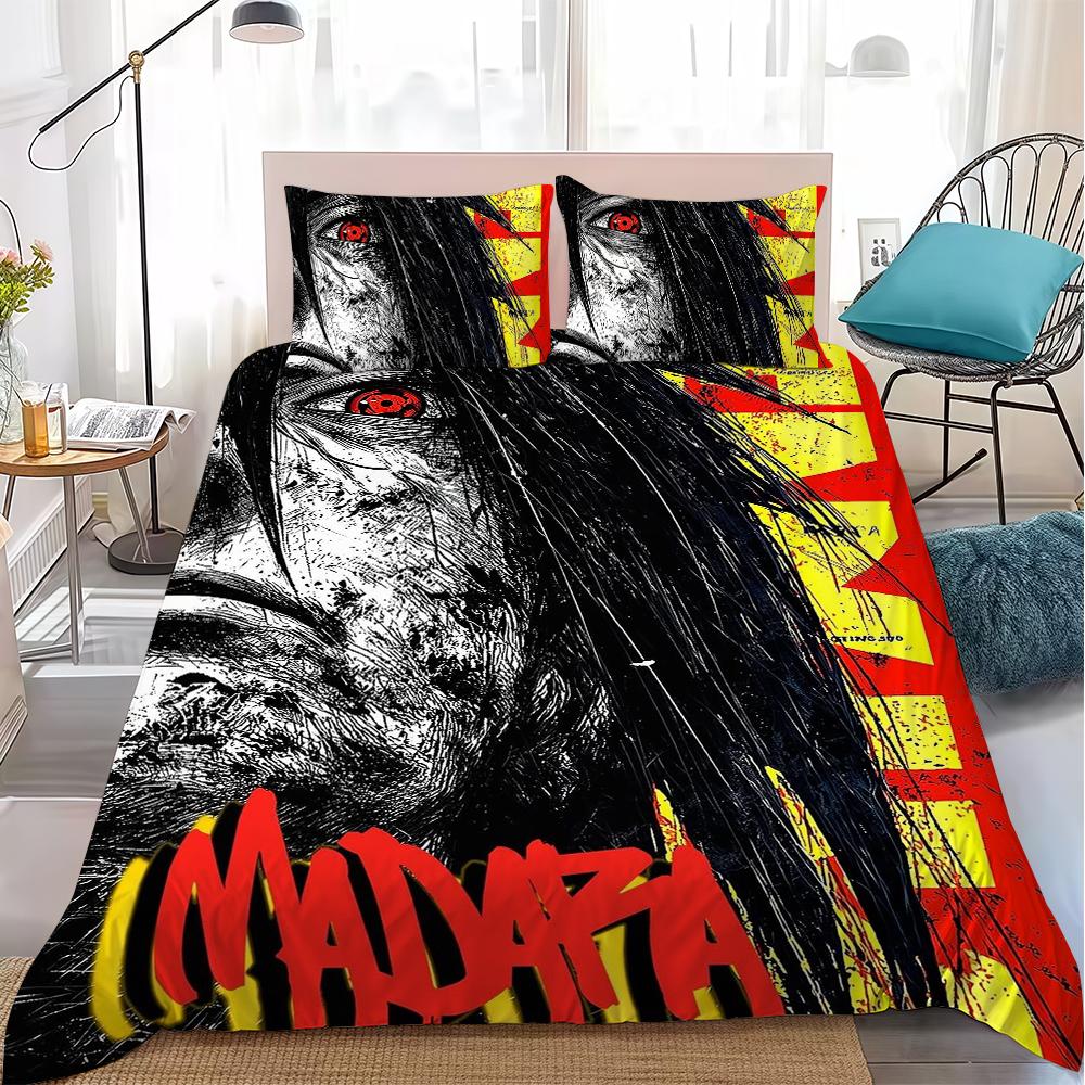 M-Madara Uchiha Duvet Cover Set Home Style Bedding Soft Laundry Cotton Bed 3 Piece Set Student Dormitory Gift