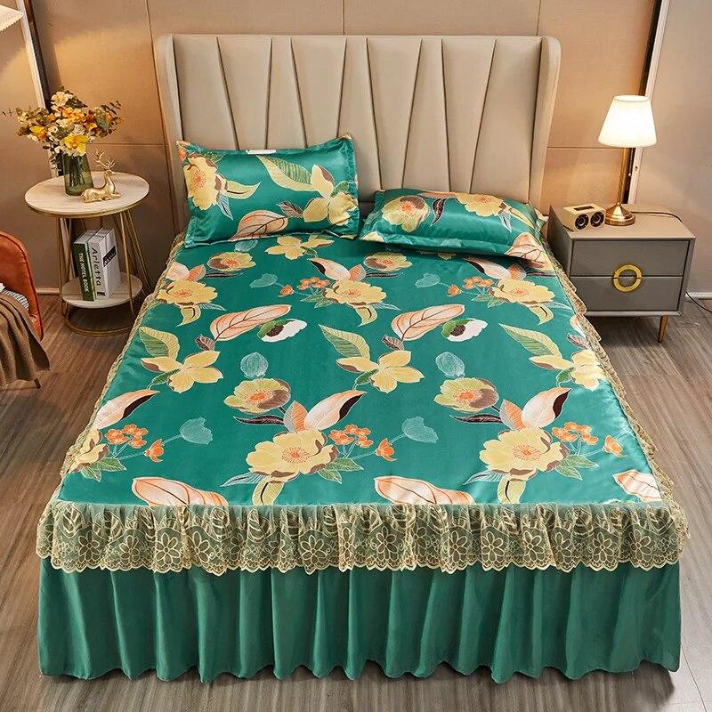 Summer Cool Mat Bed Skirt Princess Style Cute Bed Sheets Embroidered Sheets Fitted Bed Sheet Bedspreads Ice Mat Home Textiles